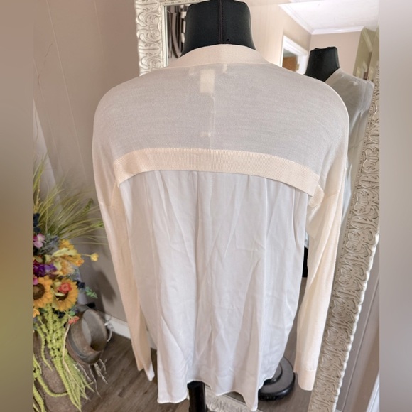Nordstrom Signature • V Neck Mixed Media Cardigan - Picture 11 of 11